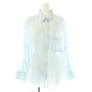 23SS パールボタンエアリーリネン2WAYシャツ 長袖 シアー 2 ライトブルー /DO OS