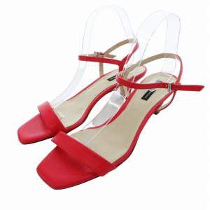 サンダル シューズ ヒール ストラップ レザー 39 24.0cm 赤 レッド /HO