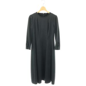 トリアセサテンフレア ワンピース ロング 36 ダークネイビー /ES OS