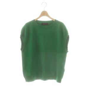 コットンカシミヤ クルーネックベスト プルオーバー S 緑 グリーン /AT OS