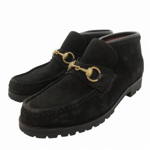 ホースビット モカシンブーツ ローファー スエード 37.5 黒 ブラック /FF SH