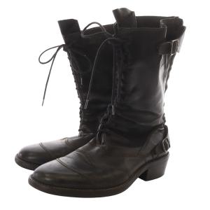Belstaff 13ホールレースアップ ミドルブーツ ショート レザー 38 24.5cm 黒 ブラック /SR31 SH