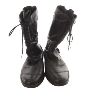 Belstaff 13ホールレースアップ ミドルブーツ ショート レザー 38 24.5cm 黒 ブラック /SR31 SH