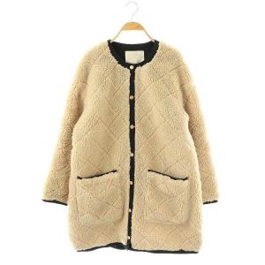 ボアキルティングコート ノーカラー 36 ベージュ 黒 /MI OS