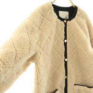 Grace Class ボアキルティングコート ノーカラー 36 ベージュ 黒 /MI OS