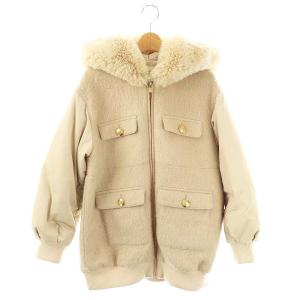 モヘヤシャギーブルゾン フード フェイクファー ダウン 36 ベージュ /MI OS