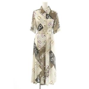 25SS チェーンシャツドレス ワンピース 36 ベージュ ブラウン