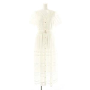 24SS レース切替フレアワンピース ロング 半袖 36 S 白 ホワイト /SY OS