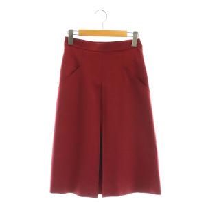 ネイビー ボックスプリーツスカート フレア ミモレ ロング 32 赤 レッド /AT OS