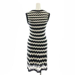 M MISSONI ノースリーブ ニットワンピース ミモレ ロング 40 黒 ブラック 白 ホワイト /AT OS