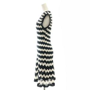 M MISSONI ノースリーブ ニットワンピース ミモレ ロング 40 黒 ブラック 白 ホワイト /AT OS
