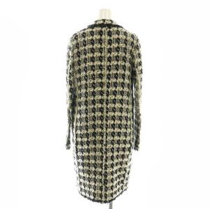 ROCHAS ニットツイード ロングコート 38 オフホワイト ブラック /SS OS