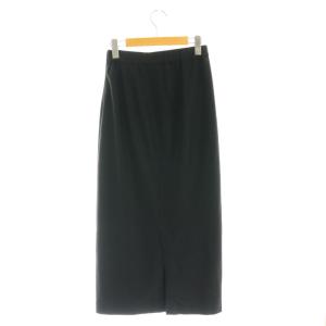 PLST 24SS ラメジャージーナロースカート タイト ミモレ ロング M 黒 ブラック /AT OS