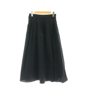 24SS ハイストレッチナイロンタックフレアスカート マキシ ロング M 黒 ブラック /AT OS