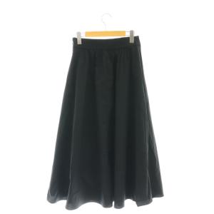 PLST 24SS ハイストレッチナイロンタックフレアスカート マキシ ロング M 黒 ブラック /AT OS
