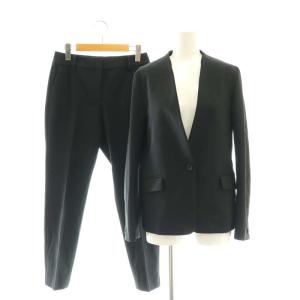 ブラッシュドバックカラーレスジャケット パンツ セットアップ 上S 下M 黒 ブラック 12-1404007