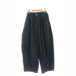 デニムサーカスパンツ ワイドテーパード ギャザー 1 紺 ネイビー /AT OS