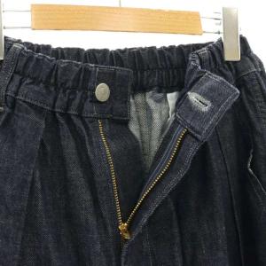 HARVESTY デニムサーカスパンツ ワイドテーパード ギャザー 1 紺 ネイビー /AT OS