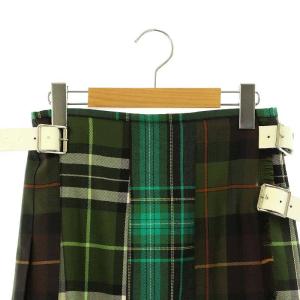 O'NEIL OF DUBLIN トゥモローランド別注 パッチワーク チェック ラップスカート プリーツ ウール I42 緑 マルチカラー