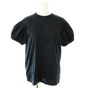 パフスリーブ バックリボン 半袖 Tシャツ カットソー S 紺 /MI OS