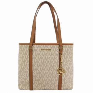 トートバッグ 手提げ 肩掛け MK柄 レザー 総柄 白 ホワイト グレー 茶 ブラウン /FF