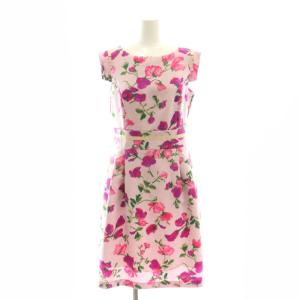 ノースリーブ 花柄 ワンピース ひざ丈 2 紫 パープル /AT OS