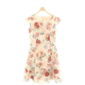 フレンチスリーブ 花柄 ワンピース 2 ライトピンク マルチカラー /MI OS