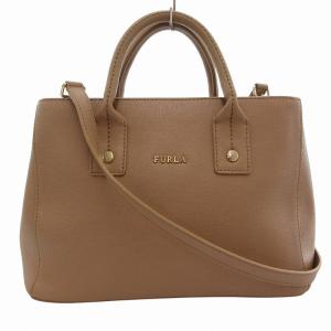 リンダ ハンドバッグ ショルダー 2WAY 手提げ クロスボディ ロゴ 茶 ブラウン /FF