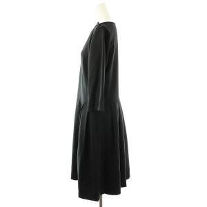 MARGARET HOWELL ウール ワンピース ひざ丈 七分袖 1 ブラック /DF OS