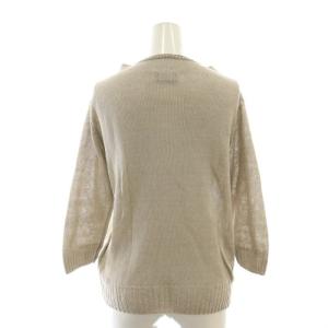 MARGARET HOWELL コットンリネン ニット カットソー 七分袖 2 グレー /AT OS