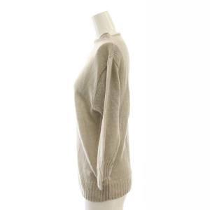 MARGARET HOWELL コットンリネン ニット カットソー 七分袖 2 グレー /AT OS