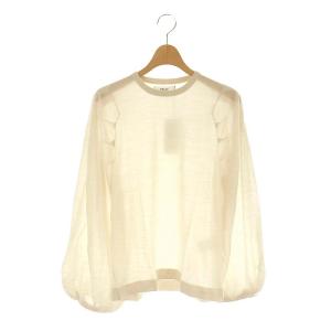 22AW シルクストライプバンドカラーシャツ ブラウス 七分袖 38