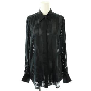 24SS Stripe Sheer Shirt シャツ ブラウス 長袖 ストライプ 紺 ネイビー /SY