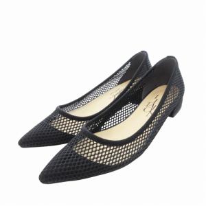 24SS ポインテッドネットフラット パンプス シューズ メッシュ 23.5cm 黒 ブラック /HO