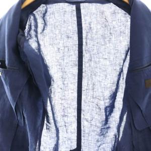 UNIVERSAL LANGUAGE 2Bテーラードジャケット リネン混 L ネイビー /SS OS SH