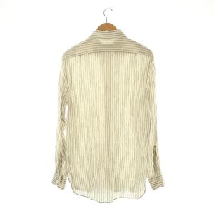 GUY ROVER リネンBDシャツ ストライプ 長袖 41/16 グレー ホワイト /HK OS SH