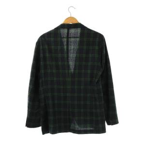 green label relaxing シルク混ウールテーラードジャケット チェック 50 ネイビー グリーン /CX OS