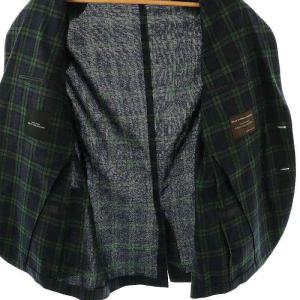 green label relaxing シルク混ウールテーラードジャケット チェック 50 ネイビー グリーン /CX OS