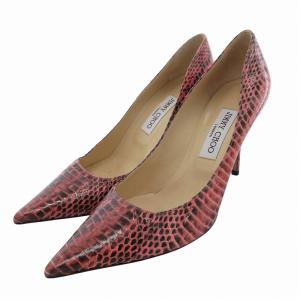 パンプス ポインテッドトゥ パイソン レザー ピンヒール 39 ピンク /JS SH