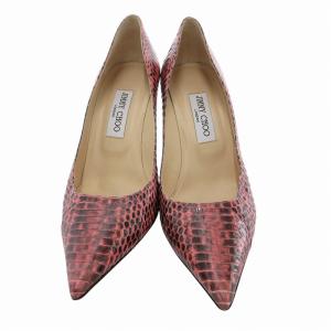 JIMMY CHOO パンプス ポインテッドトゥ パイソン レザー ピンヒール 39 ピンク /JS SH
