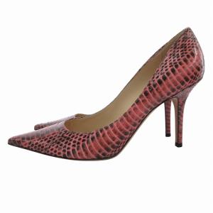 JIMMY CHOO パンプス ポインテッドトゥ パイソン レザー ピンヒール 39 ピンク /JS SH