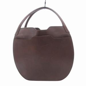 HIROFU トートバッグ ハンド ロゴ 型押し レザー 茶 ブラウン /HO