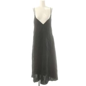 キャミワンピース ロング リネン 36 黒 ブラック /SS OS