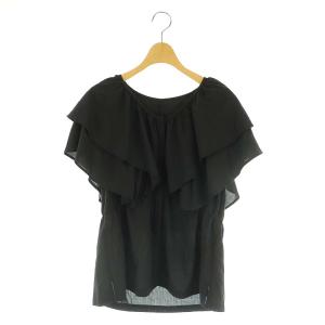 24SS フリルブラウス 半袖 F ブラック /ES OS