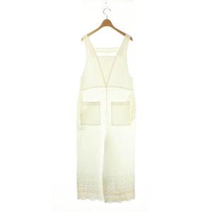 SLOBE IENA 23SS エンブロイダリーオーバーオール サロペット インナーパンツ付き 白 /MI OS