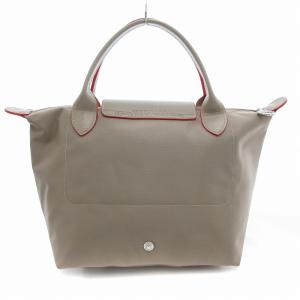 Longchamp ル プリアージュ LE PLIAGE ハンドバッグ ロゴ刺繍 ナイロン S グレー /JS