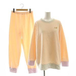 ねこ刺繍 パイルパジャマ セットアップ スウェット パンツ M ピンク /SS OS