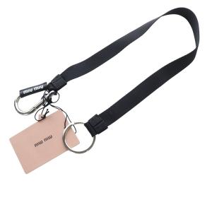 miumiu バッグチャーム ロゴストラップ カラビナ ブラック 5TT146 /YO15 OH