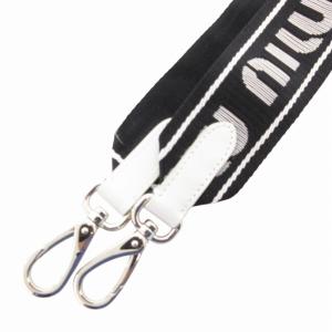 miumiu ショルダーストラップ アクセサリー ロゴ キャンバス 黒 ブラック 白 ホワイト /GV