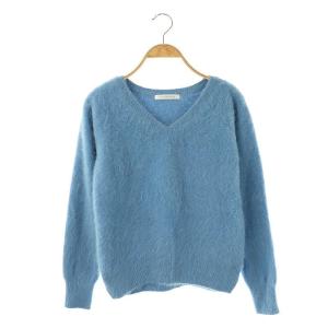 フォックスカシミアプルオーバー ニット セーター Vネック 38 青 /MI OS